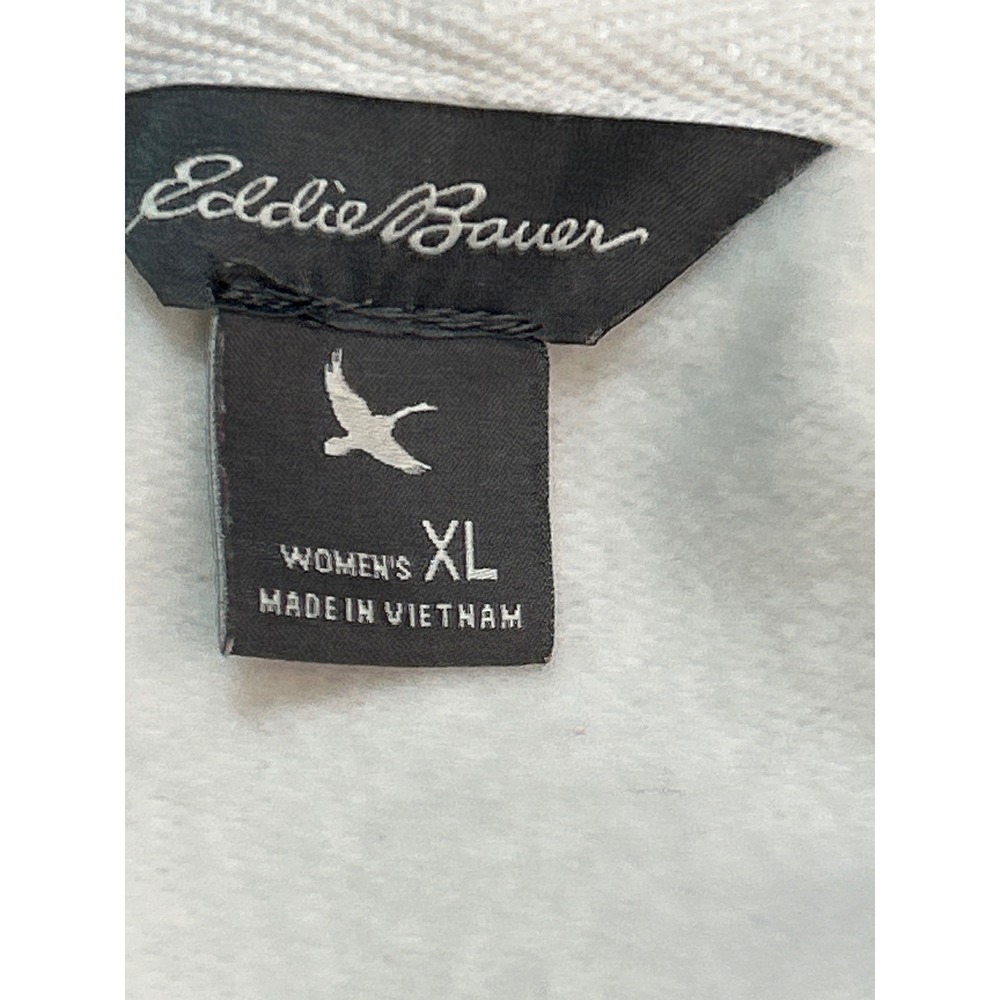 Eddie Bauer Womens XL Full Zip Hoodie Hooded Sweatshirt‎ Jacket Ivory White - Picture 2 of 6